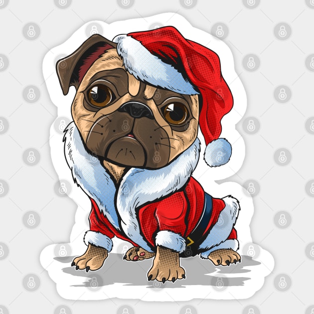Cute Christmas Pug Santa Suit Sticker by HolidayBug